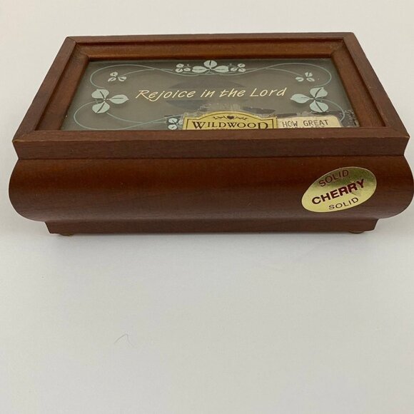 Wildwood Artisans Religious Faith Music Box Solid Cherry Wood Wooden Sounds - Picture 2 of 10